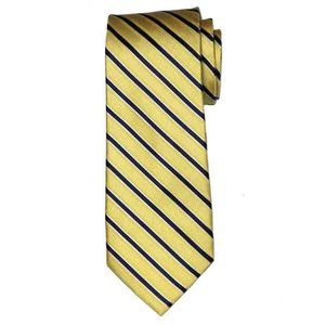 Nautica Silk Tie Yellow Navy Blue Repp Stripe Pattern Men's